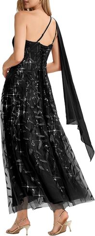 Ever-Pretty Women's One Shoulder Slit Flowy Panels Maxi Sequin A-Line Formal Evening Dresses 02486 in Saudi Arabia