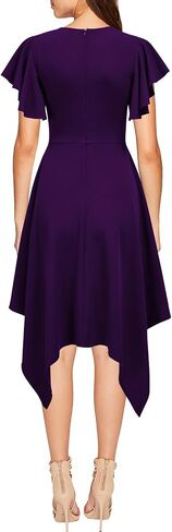 WOOSEA Women's Deep V Neck Formal Dress Hem Asymmetrical A Line Party Cocktail Dress in Kuwait