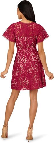 Adrianna Papell Women's Lace Flounce Short Dress in Saudi Arabia