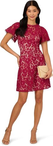 Adrianna Papell Women's Lace Flounce Short Dress in Saudi Arabia