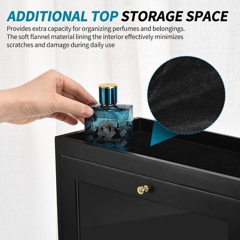 Perfume Organizer for Men, Wood Perfume Display Stand with Velvet Lining Drawer,Capacity Dustproof Perfume Holder for Watch,Jewelry,Perfume Display Risers,A Gift for Men (Black) in Saudi Arabia