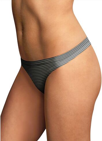 إخلاص الراحة للسيدات في Maidenform Thong 40149 ، شريط دبوس الصلب/الأسود ، 5 in Saudi Arabia