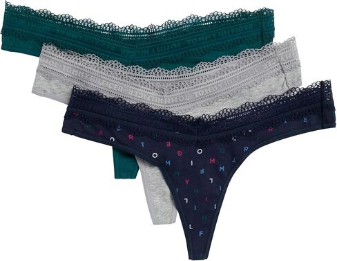 Tommy Hilfiger Women's Cotton Lace Thong Underwear 3-Pack in Kuwait