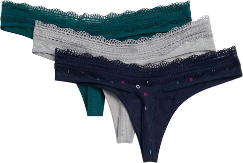Tommy Hilfiger Women's Cotton Lace Thong Underwear 3-Pack in Kuwait