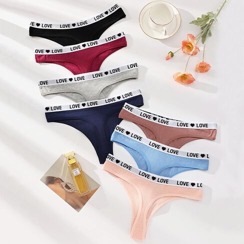 Cotton Thongs for Women,Seamless Thongs for Women,Low Rise T Back Panties with Thick Band 4 Pack (XS-XL) in Saudi Arabia