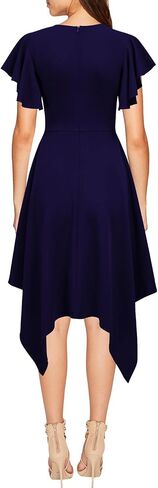 WOOSEA Women's Deep V Neck Formal Dress Hem Asymmetrical A Line Party Cocktail Dress in Kuwait