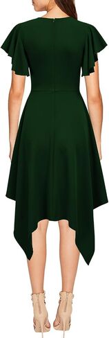 WOOSEA Women's Deep V Neck Formal Dress Hem Asymmetrical A Line Party Cocktail Dress in Kuwait