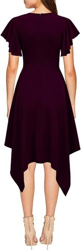 WOOSEA Women's Deep V Neck Formal Dress Hem Asymmetrical A Line Party Cocktail Dress in Kuwait