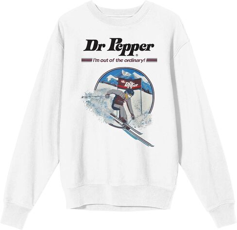 Bioworld Dr. Pepper I'm Out Of The Ordinary Crew Neck Long Sleeve Men's White Sweatshirt in Saudi Arabia