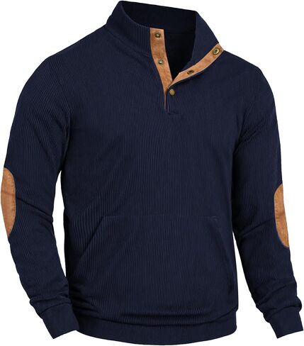 COOFANDY Mens Corduroy Sweatshirt Long Sleeve Pullover Quarter Button Fall Sweat Shirts in Saudi Arabia