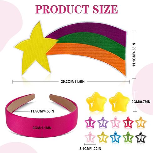 13 PCS Women Costume Accessories Set Shooting Star Rainbow Patch Pink Satin Hairband Star Stud Earrings and Hairpin for Women Halloween Cosplay in Saudi Arabia