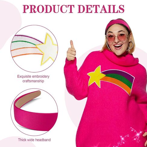 13 PCS Women Costume Accessories Set Shooting Star Rainbow Patch Pink Satin Hairband Star Stud Earrings and Hairpin for Women Halloween Cosplay in Saudi Arabia