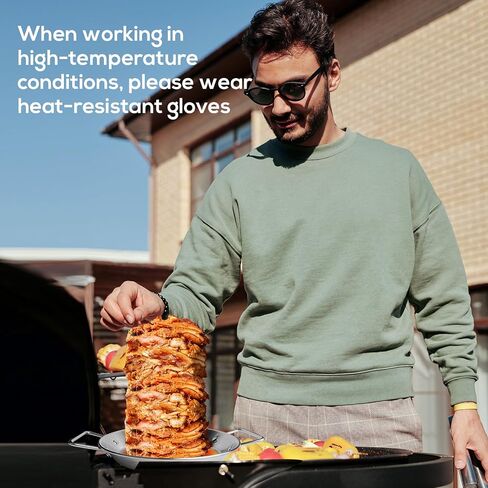 Al Pastor Skewer for Grill, Stainless Steel Vertical Stand, Brazilian Spit Stand with removable 3 Spikes, 2 Brushes, Anti-scalding Fittings, Fat Separator Tray, for Tacos Al Pastor, BBQ. in Saudi Arabia
