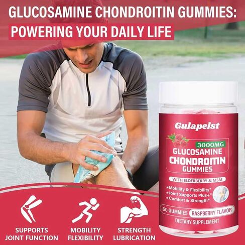2 Packs 3000MG Glucosamine Chondroitin Gummies - Extra Strength Joint Health & MSM Elderberry Natural Joint Support Supplement, Flexibility, Antioxidant Immune Support for Adults, 120 Gummies in Saudi Arabia