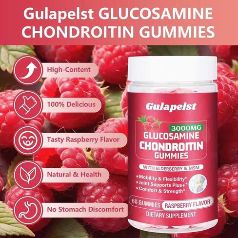 2 Packs 3000MG Glucosamine Chondroitin Gummies - Extra Strength Joint Health & MSM Elderberry Natural Joint Support Supplement, Flexibility, Antioxidant Immune Support for Adults, 120 Gummies in Saudi Arabia