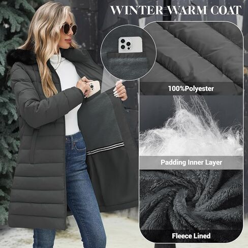 سترة Yusongirl Womens Long Puffer دافئة في فصل الشتاء معطف مقاومة للماء مقنعين معطف منتفخة مبطنة in Kuwait