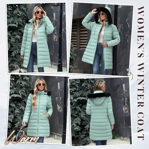 سترة Yusongirl Womens Long Puffer دافئة في فصل الشتاء معطف مقاومة للماء مقنعين معطف منتفخة مبطنة in Kuwait