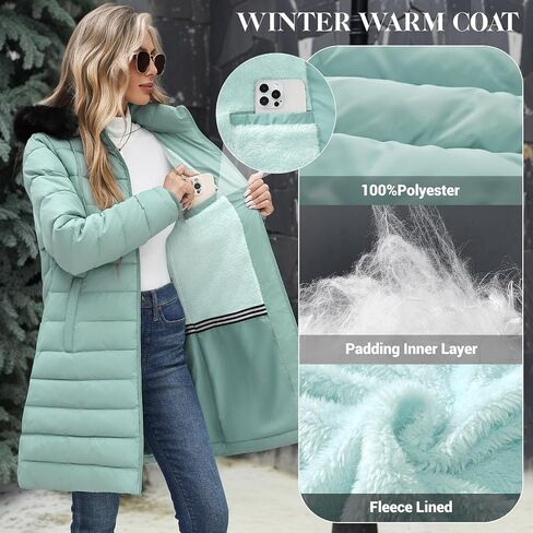 سترة Yusongirl Womens Long Puffer دافئة في فصل الشتاء معطف مقاومة للماء مقنعين معطف منتفخة مبطنة in Kuwait