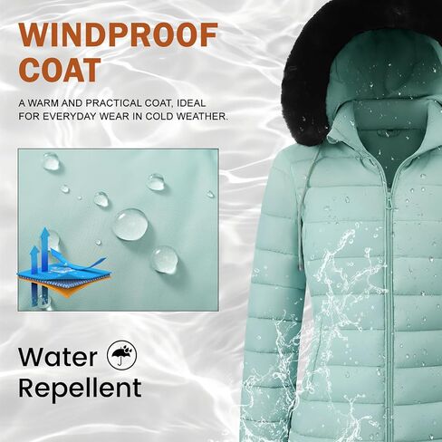 سترة Yusongirl Womens Long Puffer دافئة في فصل الشتاء معطف مقاومة للماء مقنعين معطف منتفخة مبطنة in Kuwait