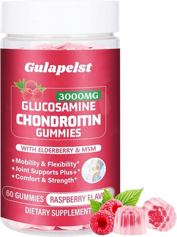 2 Packs 3000MG Glucosamine Chondroitin Gummies - Extra Strength Joint Health & MSM Elderberry Natural Joint Support Supplement, Flexibility, Antioxidant Immune Support for Adults, 120 Gummies in Saudi Arabia