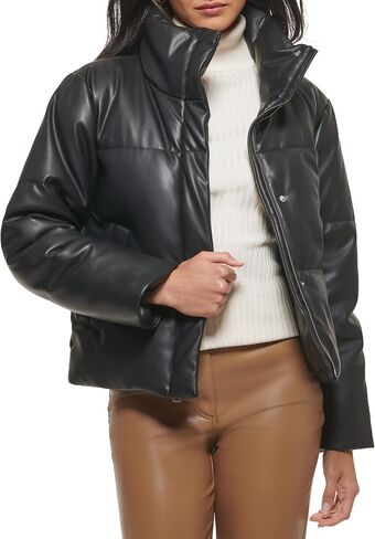 Levi's Women's Vegan Leather Quilted Short Puffer Jacket in Saudi Arabia