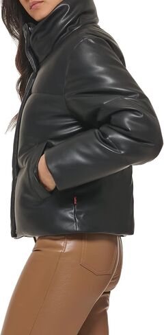 Levi's Women's Vegan Leather Quilted Short Puffer Jacket in Saudi Arabia