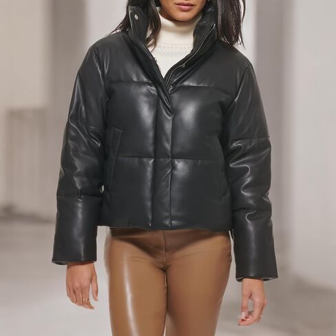 Levi's Women's Vegan Leather Quilted Short Puffer Jacket in Saudi Arabia