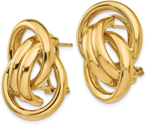 14K Yellow Gold Polished Fancy Omega Back Post Earrings in Saudi Arabia