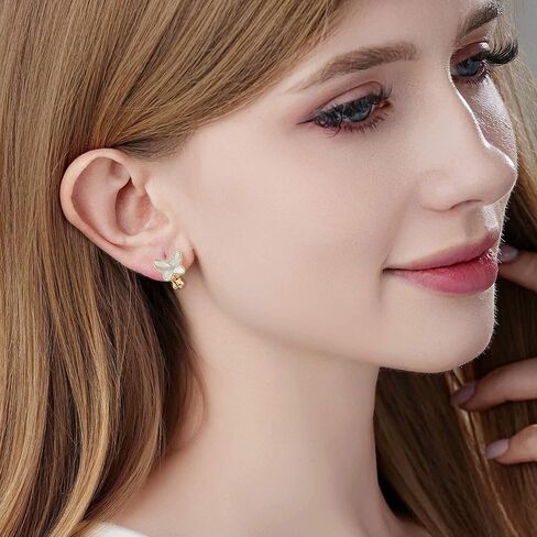 EVEVIC Austrian Crystal Butterfly Clip On Earrings for Women Adjustable Screw Back Non Pierced Earring 14K Gold Plated Hypoallergenic Jewelry in Saudi Arabia