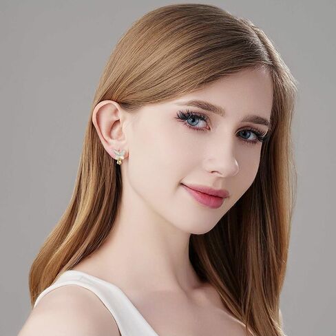 EVEVIC Austrian Crystal Butterfly Clip On Earrings for Women Adjustable Screw Back Non Pierced Earring 14K Gold Plated Hypoallergenic Jewelry in Saudi Arabia