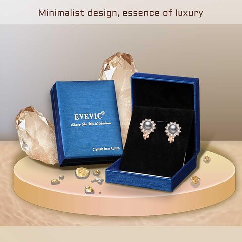 EVEVIC Austrian Crystal Pearl Clip On Earrings for Women Non Pierced Earings 14K Gold Plated Hypoallergenic Jewelry in Saudi Arabia