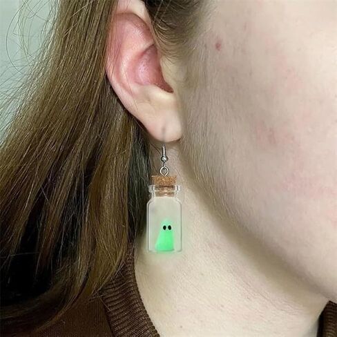 Cute Clip on Earrings for Women Non Pierced Funny Moss Ghost In A Bottle Glow The Dark Halloween Jewelry Idea Novelty in Saudi Arabia
