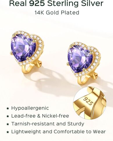 ChicSilver Clip On Earrings Women Hypoallergenic 925 Sterling Silver Birthstone Earrings for Women's Clip-on Earrings in Saudi Arabia