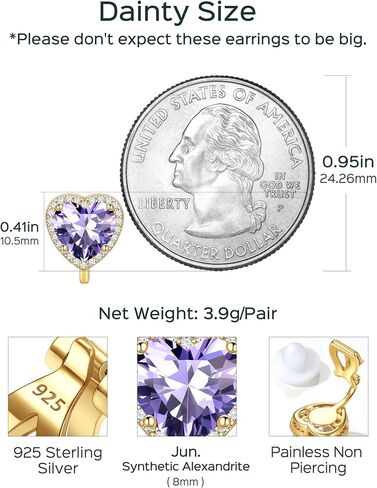 ChicSilver Clip On Earrings Women Hypoallergenic 925 Sterling Silver Birthstone Earrings for Women's Clip-on Earrings in Saudi Arabia