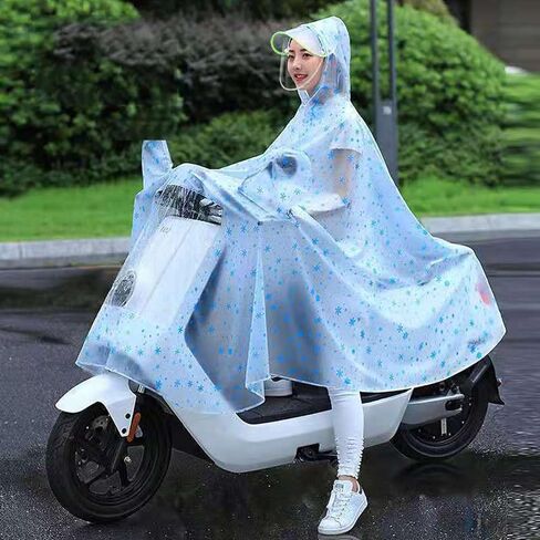 المطر كابزبيك بونش دراجة أمطار معطف المطر ركوب الدراجات الأمطار Poncho Scooter Rain Capes للرجال Womenox مع Retroreflector Blue Blue 4XL Accessories التطبيق: التخلل. (4xl 【سميكة】) in Saudi Arabia