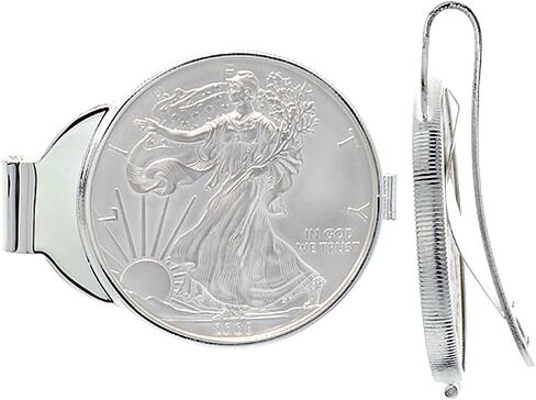 Sterling Silver American Eagle Money Clip Spring Back 1 oz. Silver Dollar Coin Included in Saudi Arabia