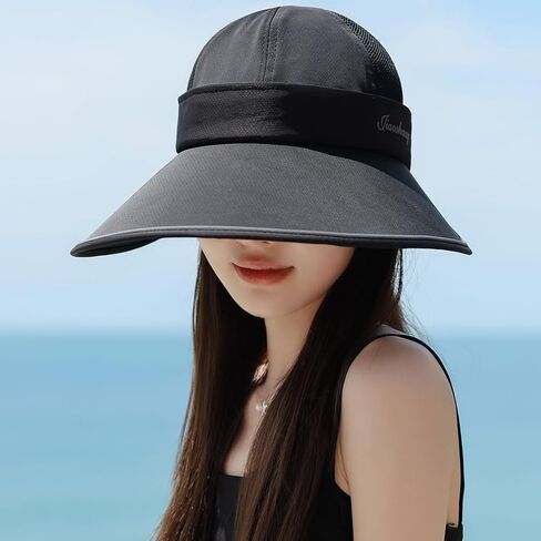 Zip-Off مرنة الظهر Extra Wide Brim Visor UV حماية الشبكة شمس قبعة النساء الجولف in Kuwait