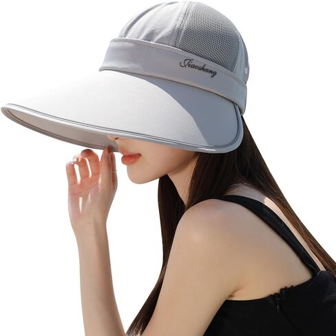 Zip-Off مرنة الظهر Extra Wide Brim Visor UV حماية الشبكة شمس قبعة النساء الجولف in Kuwait
