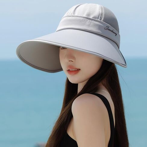 Zip-Off مرنة الظهر Extra Wide Brim Visor UV حماية الشبكة شمس قبعة النساء الجولف in Kuwait