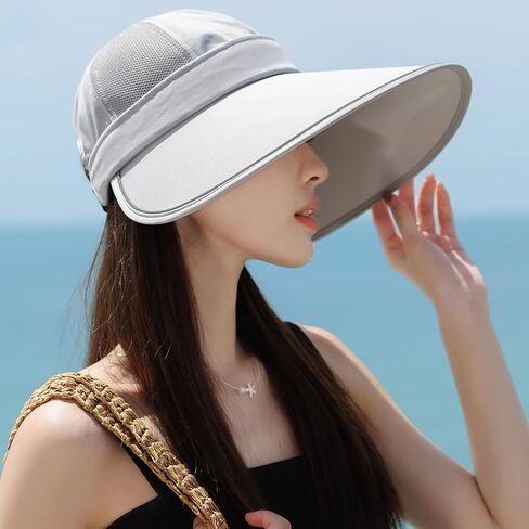 Zip-Off مرنة الظهر Extra Wide Brim Visor UV حماية الشبكة شمس قبعة النساء الجولف in Kuwait