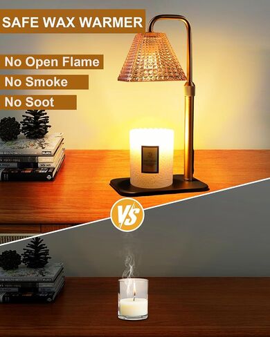 Candle Warmer Lamp with Timer Dimmer - Birthday Gifts for Women Mom House Warming Gift New Home Room Decor, Adjustable Height Wax Melt Warmer Lamp for Scented Jar Candles with 2 Bulbs in Saudi Arabia