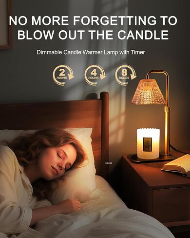Candle Warmer Lamp with Timer Dimmer - Birthday Gifts for Women Mom House Warming Gift New Home Room Decor, Adjustable Height Wax Melt Warmer Lamp for Scented Jar Candles with 2 Bulbs in Saudi Arabia