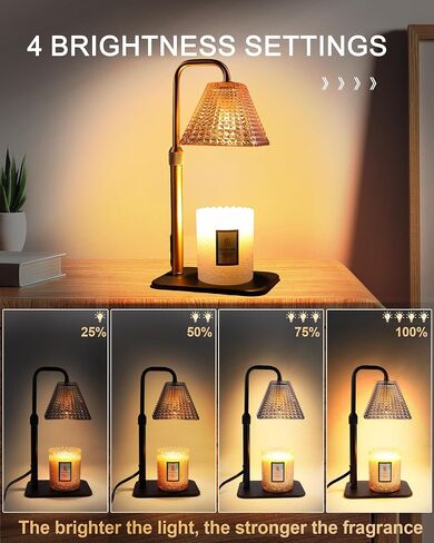 Candle Warmer Lamp with Timer Dimmer - Birthday Gifts for Women Mom House Warming Gift New Home Room Decor, Adjustable Height Wax Melt Warmer Lamp for Scented Jar Candles with 2 Bulbs in Saudi Arabia