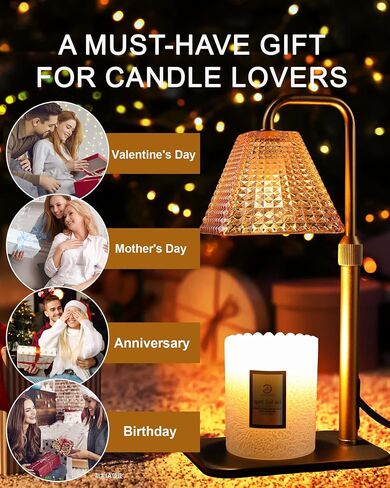 Candle Warmer Lamp with Timer Dimmer - Birthday Gifts for Women Mom House Warming Gift New Home Room Decor, Adjustable Height Wax Melt Warmer Lamp for Scented Jar Candles with 2 Bulbs in Saudi Arabia