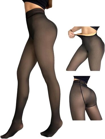 CHICME Womens Thick Fleece Lined Transparent Tights 2025 High Waist Elasticity Thermal Pantyhose Faux Sheer Warm Leggings in Saudi Arabia