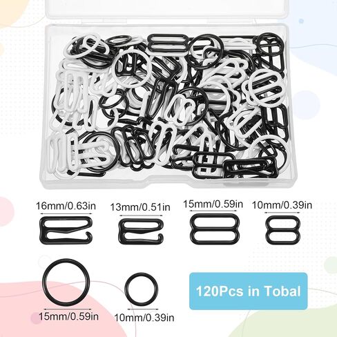مقاطع حزام 120 PCS ، خطافات حدوث حدوث ، مقاطع بدلة للاستحمام المعدنية ، مشابك ، شريط التمرير ، حلقات حزام صدرية لأعلى ملابس السباحة والملابس الداخلية ، 3 أنماط ، أحجامان (أسود ، أبيض ، ذهبي ، فضية) in Kuwait