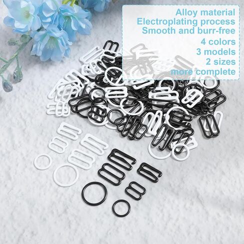 مقاطع حزام 120 PCS ، خطافات حدوث حدوث ، مقاطع بدلة للاستحمام المعدنية ، مشابك ، شريط التمرير ، حلقات حزام صدرية لأعلى ملابس السباحة والملابس الداخلية ، 3 أنماط ، أحجامان (أسود ، أبيض ، ذهبي ، فضية) in Kuwait