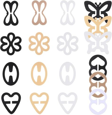 18Pcs Bra Strap Clips, Bra Clips to Make Racerback, Anti-Slip Bras Straps Holder Adjuster for Women's Bras Full Cup(Black, White, Beige) in Saudi Arabia