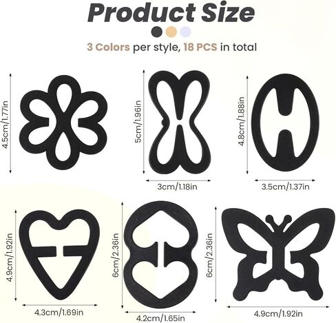 18Pcs Bra Strap Clips, Bra Clips to Make Racerback, Anti-Slip Bras Straps Holder Adjuster for Women's Bras Full Cup(Black, White, Beige) in Saudi Arabia