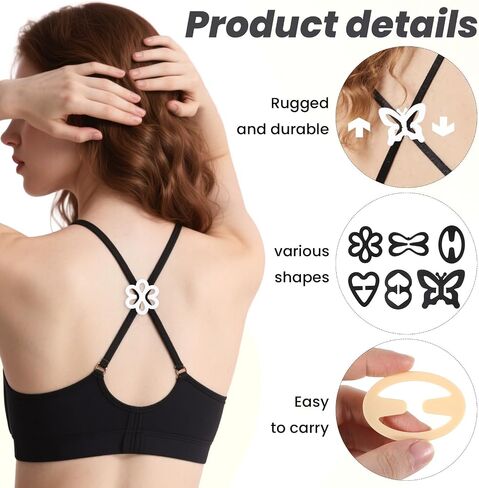18Pcs Bra Strap Clips, Bra Clips to Make Racerback, Anti-Slip Bras Straps Holder Adjuster for Women's Bras Full Cup(Black, White, Beige) in Saudi Arabia